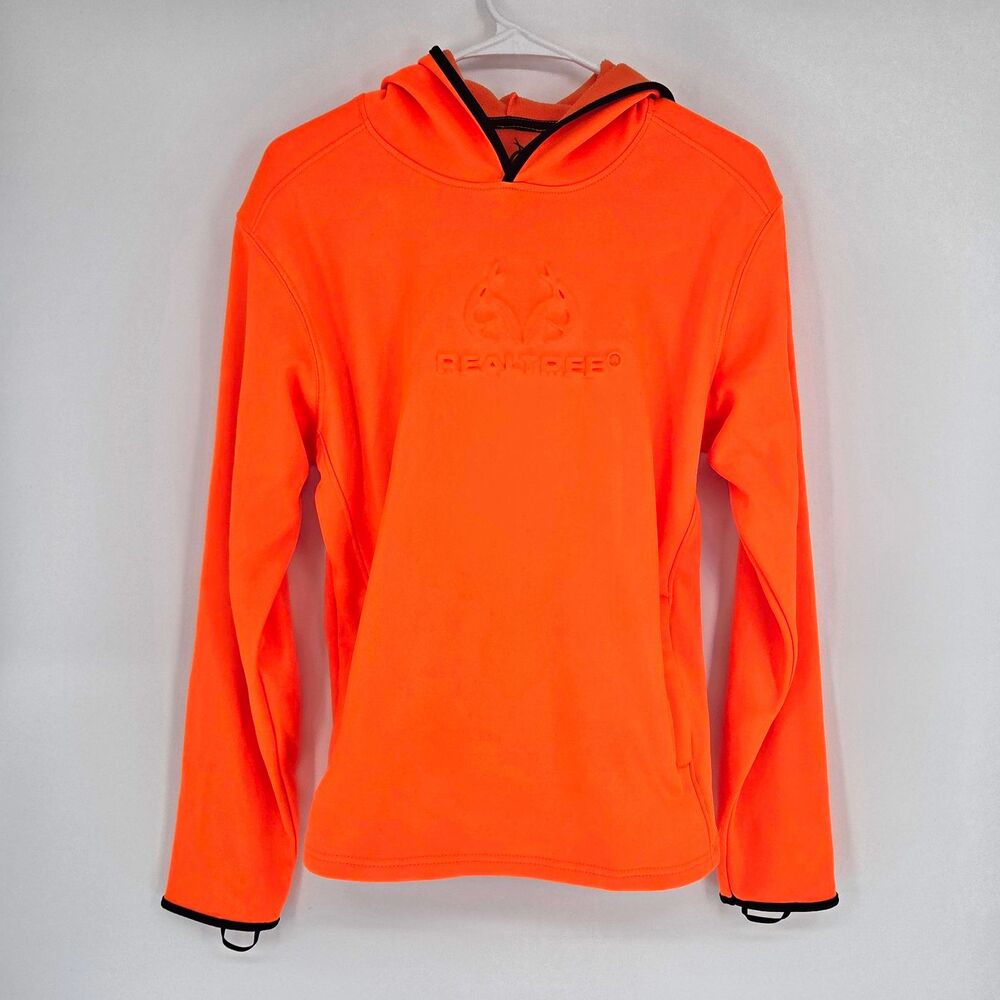 Realtree Boys XL Neon Orange Performance Pullover Fleece Hoodie Hunting Outdoor